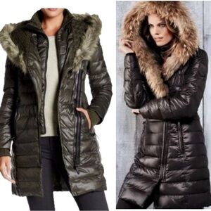 Rud by Rudsak Atelier Noir Black Caroline Down Puffer Coat Fur Hood Zip Front L